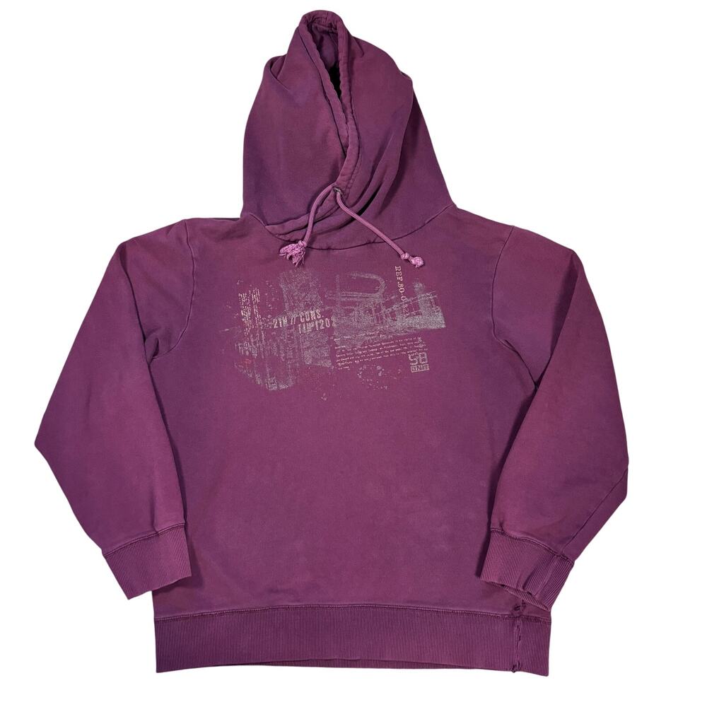 y2k 2000s style bossini hoodie large grunge emo skater frutiger metro red